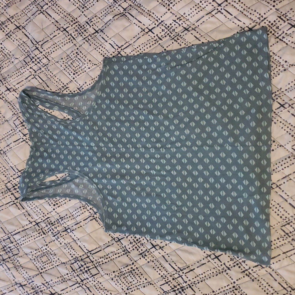 FWB💫 Teal Elevator Button Pattern Lightweight Racerback Tank Top - Picture 2 of 5